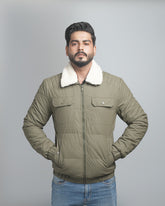 Men's Insulated Puffer Jacket with Plush Shearling Collar